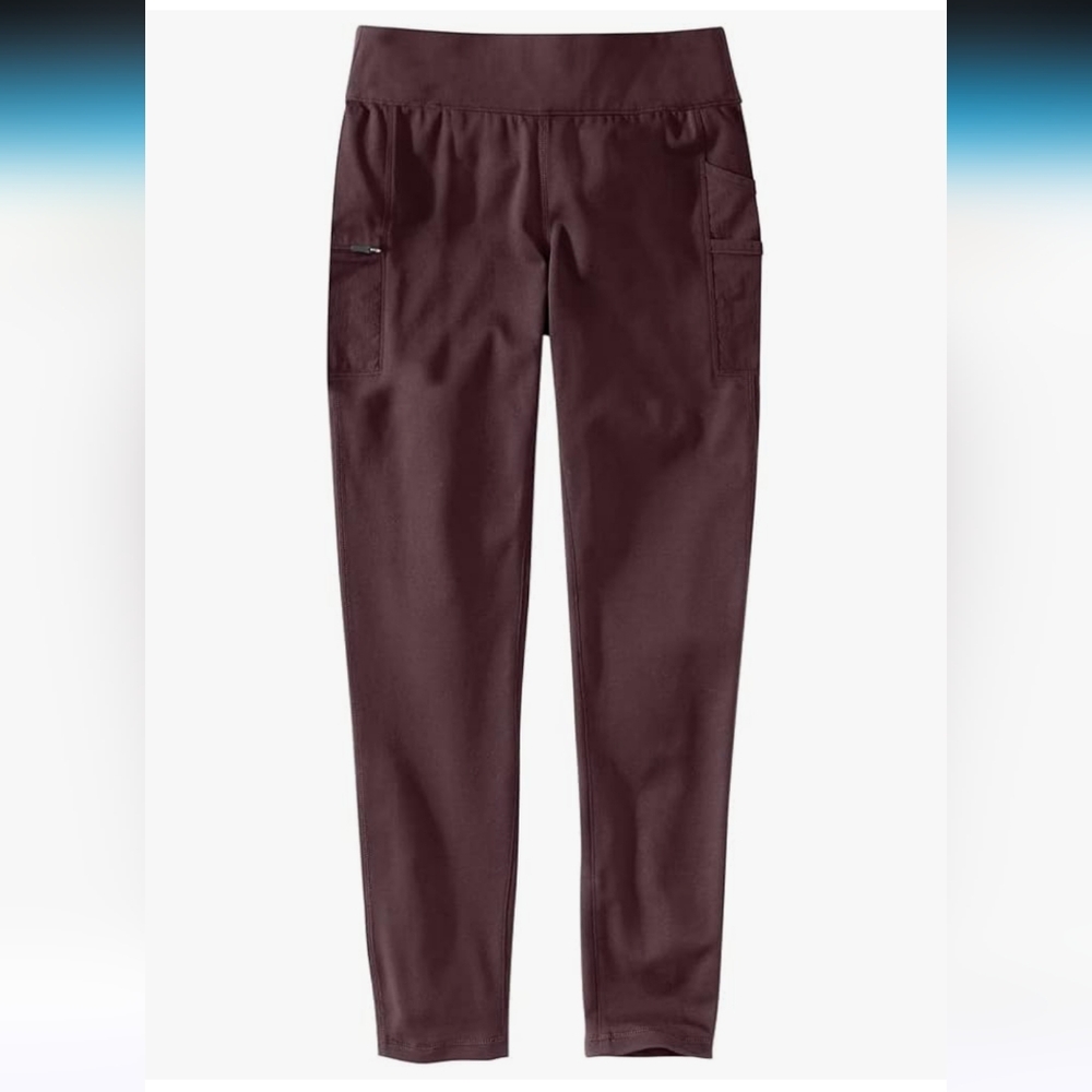 Carhartt Force Lightweight Brown Performance Leggings With Pockets - Size Medium
